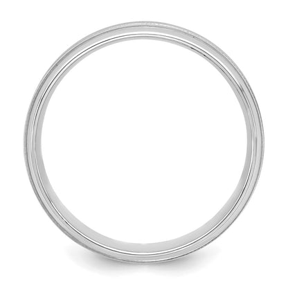 14k White Gold 6mm Heavyweight Comfort Fit Brushed Satin/Polished Milgrain Grooved Edge Wedding Band Size 8