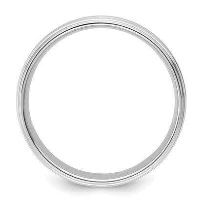 14k White Gold 6mm Heavyweight Comfort Fit Brushed Satin/Polished Milgrain Grooved Edge Wedding Band Size 12