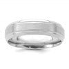 14k White Gold 6mm Standard Weight Comfort Fit Brushed Satin/Polished Line Edge Wedding Band Size 10