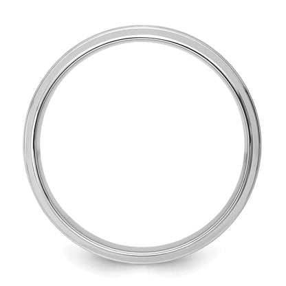 14k White Gold 6mm Lightweight Comfort Fit Brushed Satin Line Edge Wedding Band Size 11.5