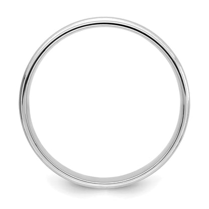 14k White Gold 6mm Standard Weight Comfort Fit Brushed Satin/Polished Grooved Edge Wedding Band Size 8.5