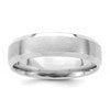 14k White Gold 6mm Lightweight Comfort Fit Brushed Satin with Polished Beveled Edge Wedding Band Size 13