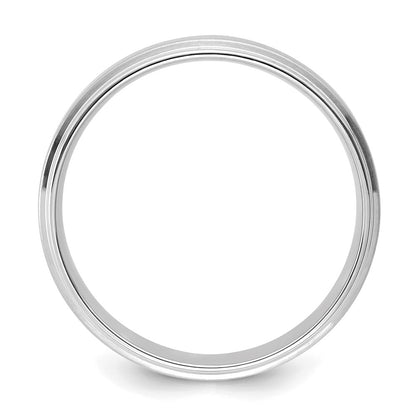 14k White Gold 6mm Lightweight Comfort Fit Brushed Satin/Polished Stepped Edge Wedding Band Size 9