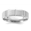 14k White Gold 6mm Heavyweight Comfort Fit Brushed/Polished Beveled Edge with Vertical Lines Wedding Band Size 11