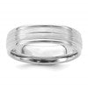 14k White Gold 6mm Lightweight Comfort Fit Brushed Satin with Center Line Fancy Wedding Band Size 12