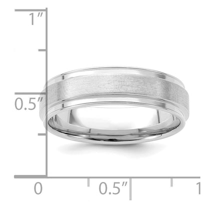 14k White Gold 6mm Heavyweight Comfort Fit Brushed Satin Fancy Wedding Band Size 11