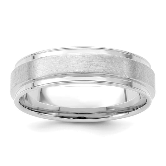 14k White Gold 6mm Lightweight Comfort Fit Brushed Satin Fancy Wedding Band Size 10