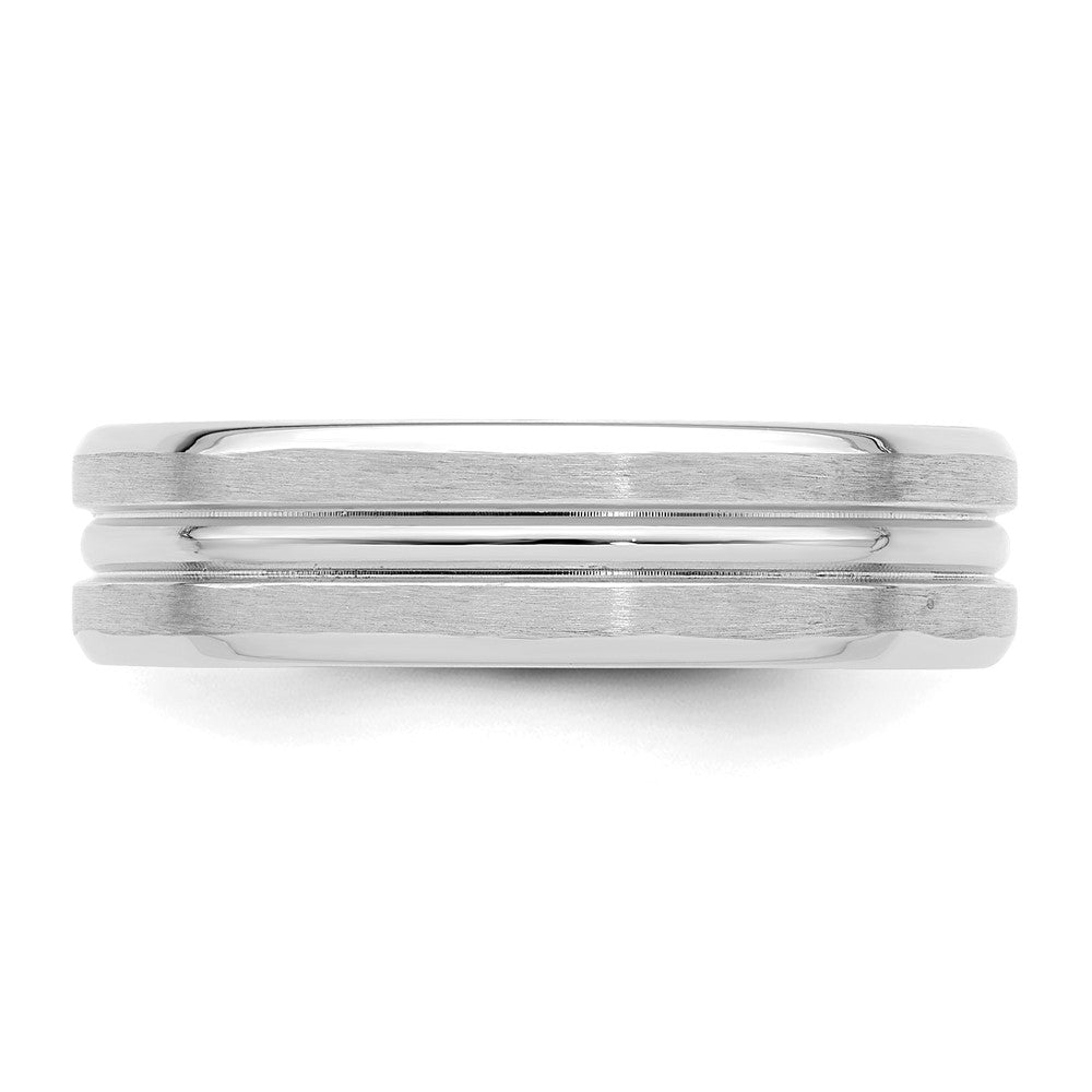 14k White Gold 6mm Heavyweight Comfort Fit Brushed Satin with Center Groove Wedding Band Size 12