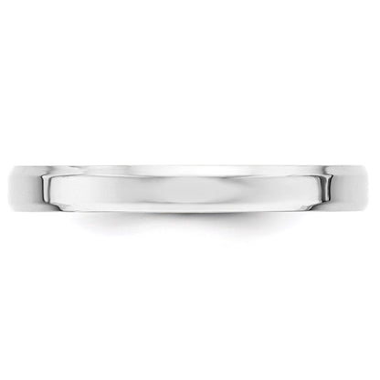 14k White Gold 3mm Beveled Edge Comfort Fit Wedding Band Size 5
