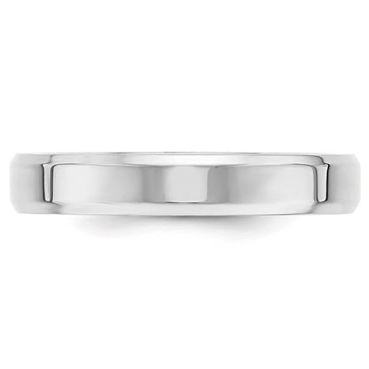 14k White Gold 4mm Beveled Edge Comfort Fit Wedding Band Size 8