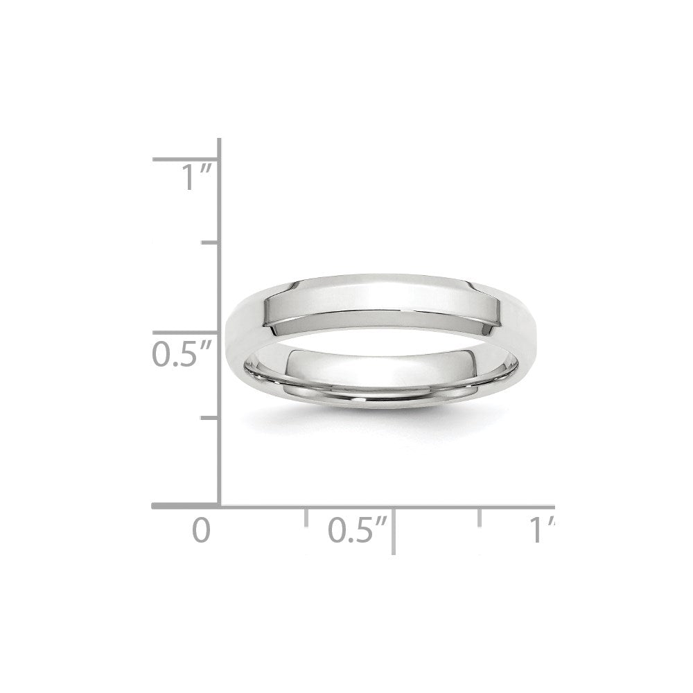 14k White Gold 4mm Beveled Edge Comfort Fit Wedding Band Size 7