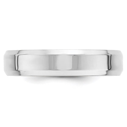 10k White Gold 5mm Beveled Edge Comfort Fit Wedding Band Size 9