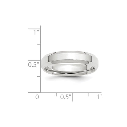 14k White Gold 5mm Beveled Edge Comfort Fit Wedding Band Size 11