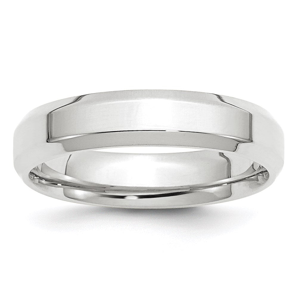 14k White Gold 5mm Beveled Edge Comfort Fit Wedding Band Size 7.5