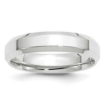 14k White Gold 5mm Beveled Edge Comfort Fit Wedding Band Size 5.5