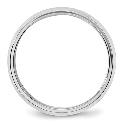 14k White Gold 6mm Beveled Edge Comfort Fit Wedding Band Size 11