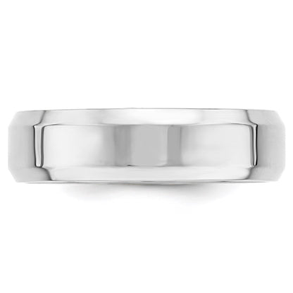 14k White Gold 6mm Beveled Edge Comfort Fit Wedding Band Size 14