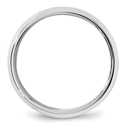 14k White Gold 7mm Beveled Edge Comfort Fit Wedding Band Size 7.5