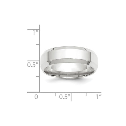14k White Gold 7mm Beveled Edge Comfort Fit Wedding Band Size 11.5