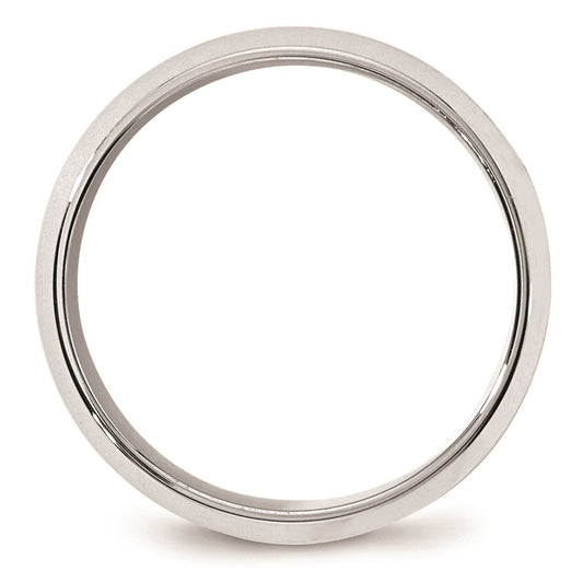 14k White Gold 8mm Beveled Edge Comfort Fit Wedding Band Size 6