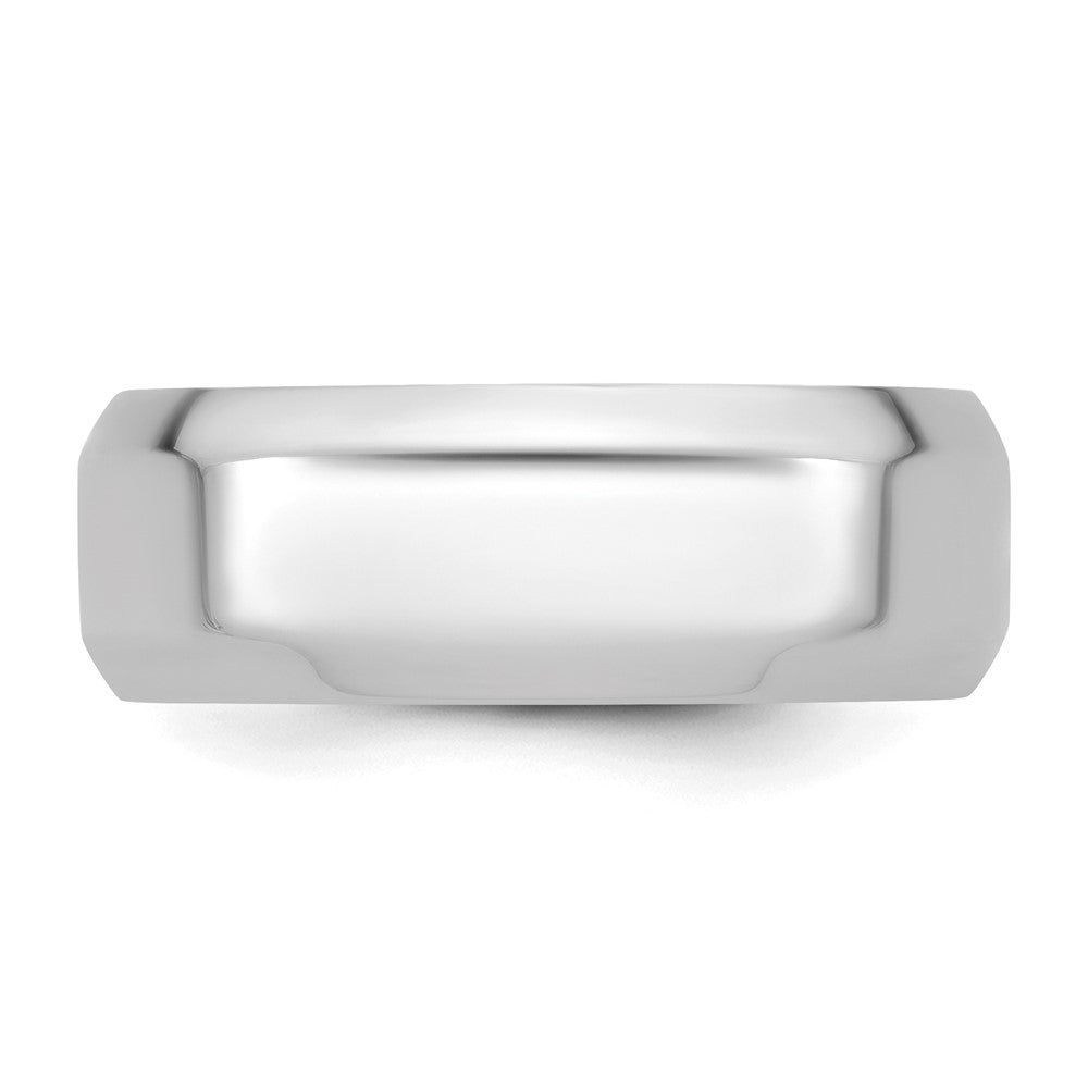 10k White Gold 8mm Beveled Edge Comfort Fit Wedding Band Size 8