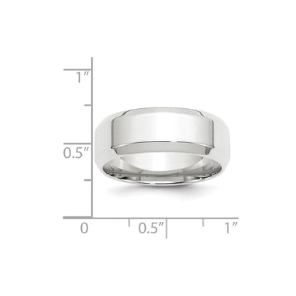 10k White Gold 8mm Beveled Edge Comfort Fit Wedding Band Size 13