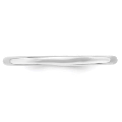 14k White Gold 2mm Standard Weight Comfort Fit Wedding Band Size 7.5
