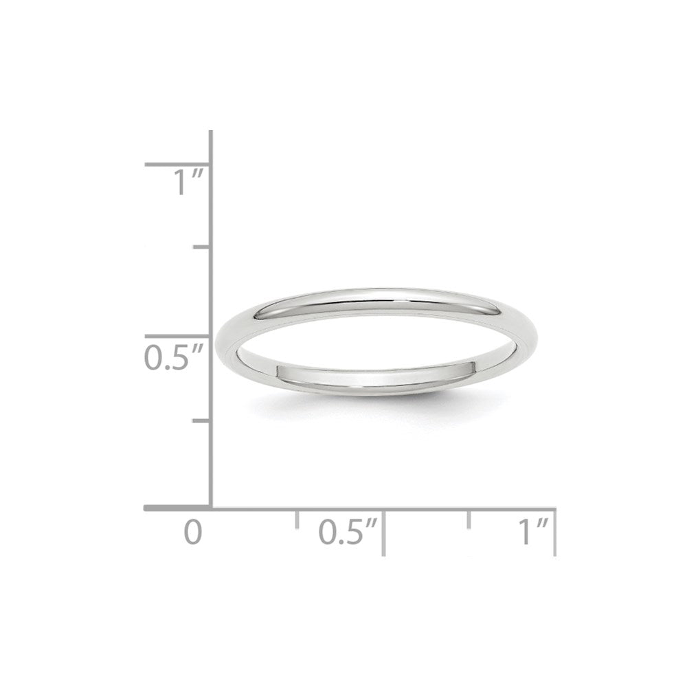 14k White Gold 2mm Standard Weight Comfort Fit Wedding Band Size 7.5