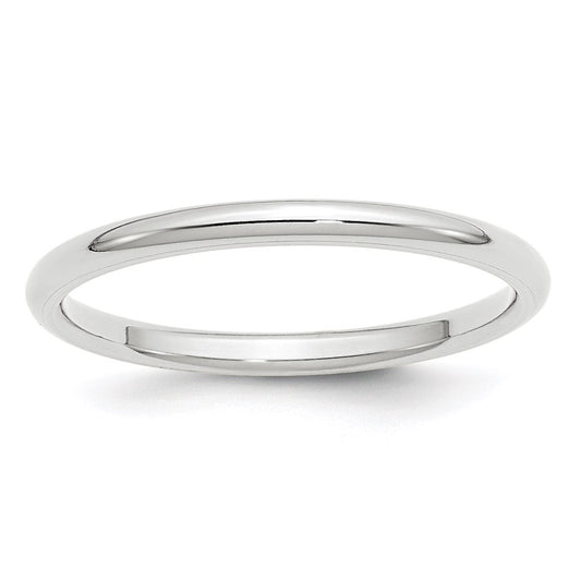 14k White Gold 2mm Standard Weight Comfort Fit Wedding Band Size 5