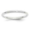 14k White Gold 2mm Standard Weight Comfort Fit Wedding Band Size 7.5