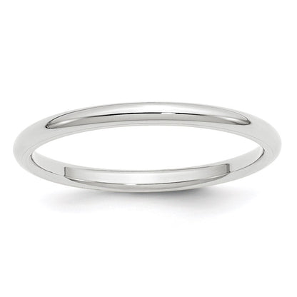14k White Gold 2mm Standard Weight Comfort Fit Wedding Band Size 9
