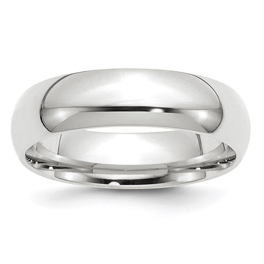 14k White Gold 6mm Standard Weight Comfort Fit Wedding Band Size 10.5