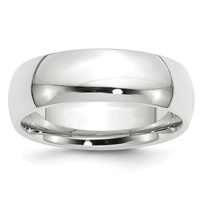 14k White Gold 7mm Standard Weight Comfort Fit Wedding Band Size 9.5