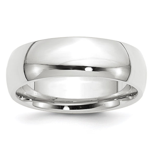 14k White Gold 7mm Standard Weight Comfort Fit Wedding Band Size 9