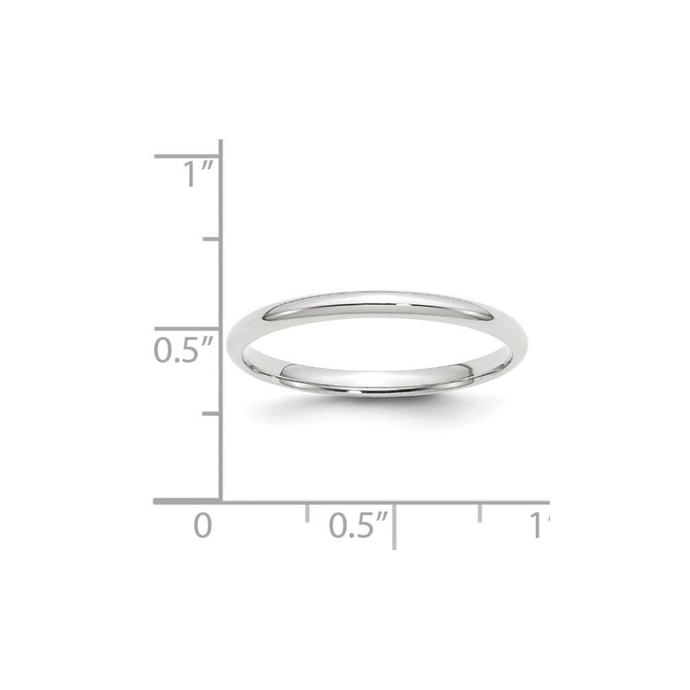 14k White Gold 2mm Lightweight Comfort Fit Wedding Band Size 5