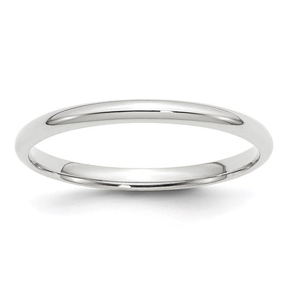 14k White Gold 2mm Lightweight Comfort Fit Wedding Band Size 7.5
