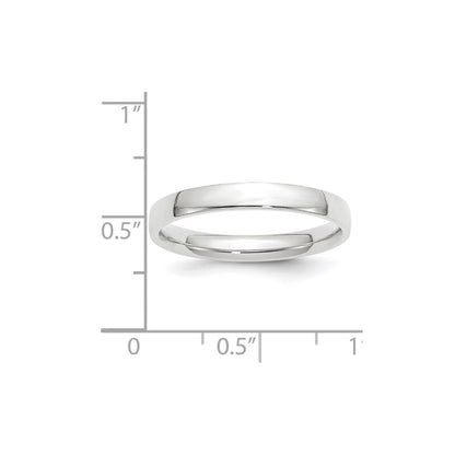 14k White Gold 3mm Lightweight Comfort Fit Wedding Band Size 8.5