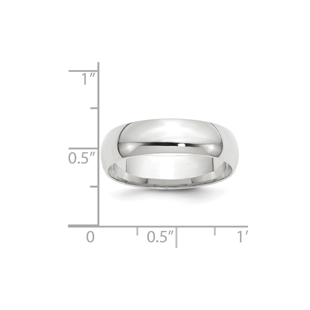 10k White Gold 6mm Lightweight Comfort Fit Wedding Band Size 10.5