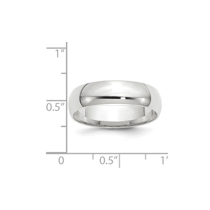 10k White Gold 6mm Lightweight Comfort Fit Wedding Band Size 12