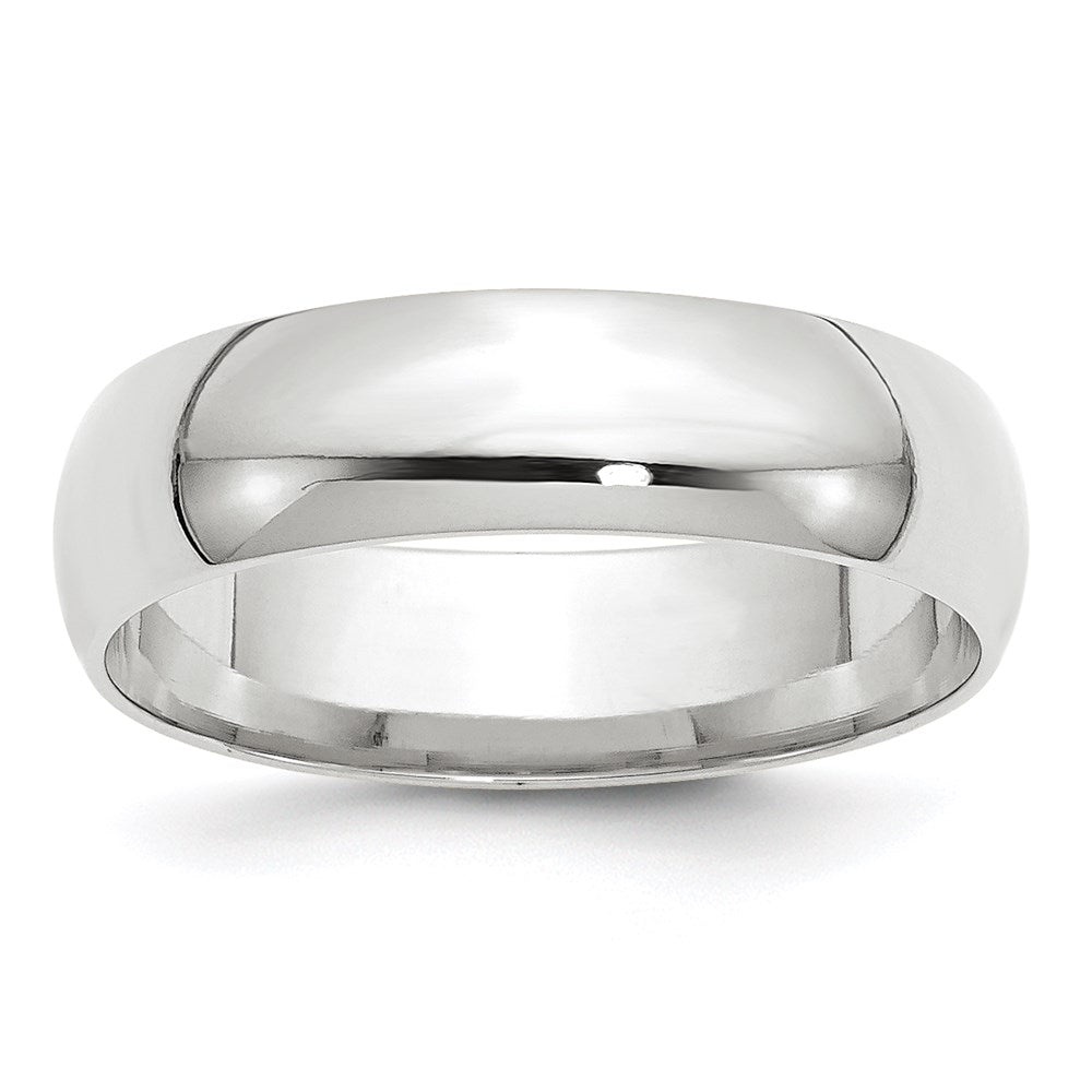 10k White Gold 6mm Lightweight Comfort Fit Wedding Band Size 8.5