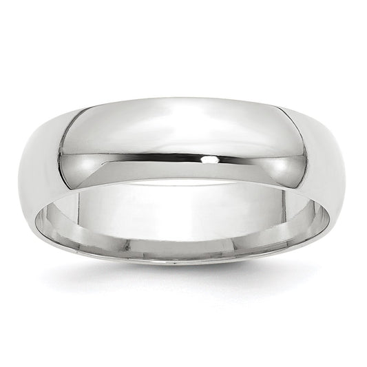 14k White Gold 6mm Lightweight Comfort Fit Wedding Band Size 8