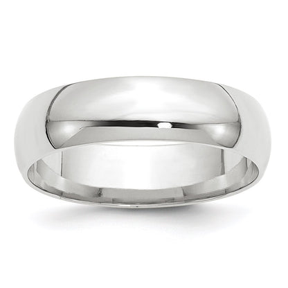 10k White Gold 6mm Lightweight Comfort Fit Wedding Band Size 12.5