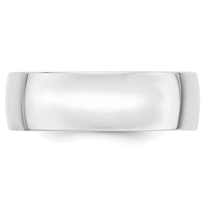 14k White Gold 7mm Lightweight Comfort Fit Wedding Band Size 13