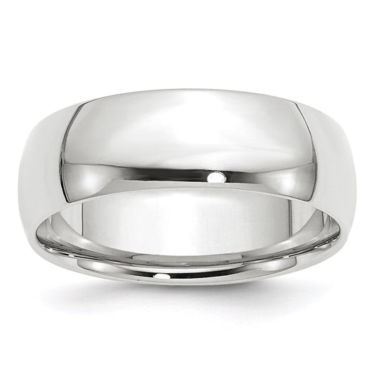 14k White Gold 7mm Lightweight Comfort Fit Wedding Band Size 12.5