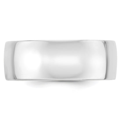 14k White Gold 8mm Lightweight Comfort Fit Wedding Band Size 8