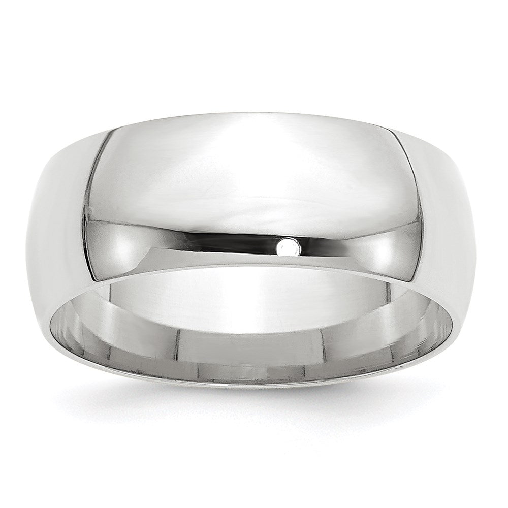 14k White Gold 8mm Lightweight Comfort Fit Wedding Band Size 8