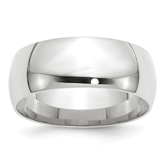 14k White Gold 8mm Lightweight Comfort Fit Wedding Band Size 7