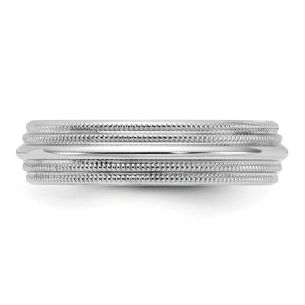 10k White Gold 5mm Double Milgrain Comfort Fit Wedding Band Size 11
