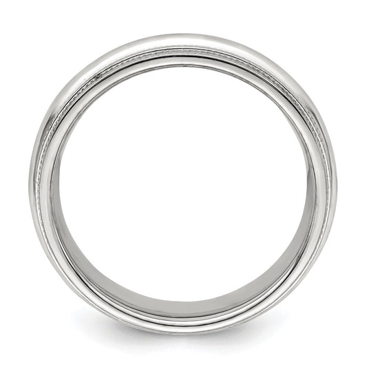 14k White Gold 6mm Double Milgrain Comfort Fit Wedding Band Size 5
