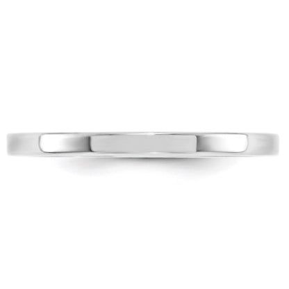 14k White Gold 2mm Standard Weight Flat Comfort Fit Wedding Band Size 4